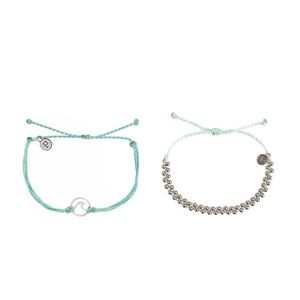 Silver Bead/Charm Pura Vida Bracelets Blue Set of 2